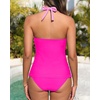 image:imageWomens Halter Tankini Swimsuit  Tummy Control Bathing Suit Two Piece Swimsuit V Neck Swimwear 2025Pink