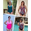 image:imageWomens Halter Tankini Swimsuit  Tummy Control Bathing Suit Two Piece Swimsuit V Neck Swimwear 2025Teal