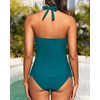 image:imageWomens Halter Tankini Swimsuit  Tummy Control Bathing Suit Two Piece Swimsuit V Neck Swimwear 2025Teal