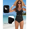 image:imageWomens Tankini Swimsuits  Two Piece Swimsuit Tummy Control Bathing Suit 2025 Twist V Neck SwimwearBlack