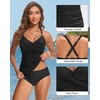 image:imageWomens Tankini Swimsuits  Two Piece Swimsuit Tummy Control Bathing Suit 2025 Twist V Neck SwimwearBlack