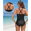 image:imageWomens Tankini Swimsuits  Two Piece Swimsuit Tummy Control Bathing Suit 2025 Twist V Neck SwimwearBlack