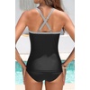 image:imageWomens Tankini Swimsuits  Two Piece Swimsuit Tummy Control Bathing Suit 2025 Twist V Neck SwimwearBlack Stripe