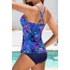image:imageWomens Tankini Swimsuits  Two Piece Swimsuit Tummy Control Bathing Suit 2025 Twist V Neck SwimwearBlue Purple Leaves