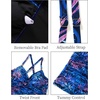 image:imageWomens Tankini Swimsuits  Two Piece Swimsuit Tummy Control Bathing Suit 2025 Twist V Neck SwimwearBlue Purple Leaves