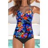 image:imageWomens Tankini Swimsuits  Two Piece Swimsuit Tummy Control Bathing Suit 2025 Twist V Neck SwimwearColorful Floral