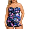 image:imageTalisea Plus Size Bandeau Swimsuit Strapless Tankini Two Piece Bathing Suits with Shorts