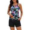 image:imageTalisea Womens Tankini Swimsuits with Shorts  2 Piece Bathing Suits with Pocket Boyshorts Blouson Tummy Control SwimwearColorful Floral