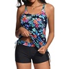 image:imageTankini Swimsuits with Shorts  Two Piece Tummy Control Bathing Suit Side Tie Top with Boy Short BottomMulti Floral