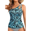 image:imageTankini Tops for Women Swimwear  One Shoulder Swim Top Only Tummy Control Bathing Suit Top No Bottom 2025Blue Paisley