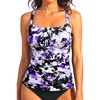 image:imageTummy Control Tankini Swim Tops  Women Ruched Swimsuit Bathing Suit Top Only Modest Slimming Swimwear 2025Purple Floral