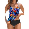 image:imageWomens Tankini Swimsuits  Two Piece Swimsuit Tummy Control Bathing Suit 2025 Twist V Neck SwimwearColorful Floral