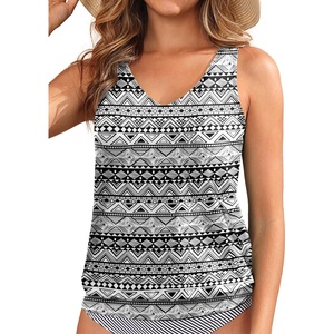image:imageBlouson Tankini Tops for Women  Loose Fit Swim Top Only No Bottom Bathing Suit Modest Swimsuit Top 2025Black Tribal