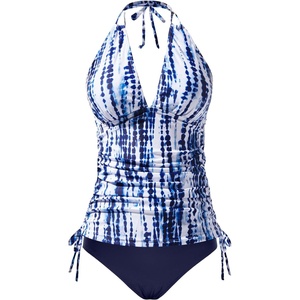 image:imageTalisea Two Piece Halter Tankini Swimsuits for Women Tummy Control Bathing Suits V Neck SwimwearBlue Tie Dye