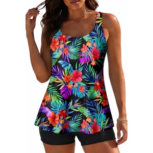 image:imageTalisea Women Flowy Tankini Swimsuit  Two Piece Bathing Suit with Shorts 2025 SwimwearBlack Floral