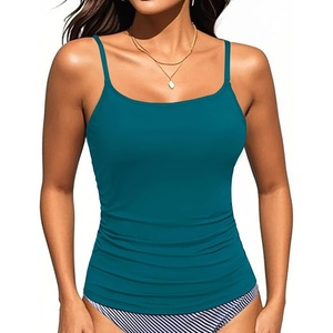 image:imageTalisea Womens Tankini Top Only Tummy Control Bathing Suits Top U Neck Swimwear Tops No BottomTeal