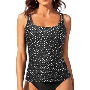 image:imageWomen Tankini Swim Top Only  Tummy Control Swimsuit Bathing Suit Top Available in PlusBlack White Dot