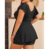 image:imagePlus Size Tankini Set Swimsuit  Women Two Piece Bathing Suit with Shorts Ruffle Sleeve Swimwear 2025Black