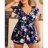 image:imagePlus Size Tankini Set Swimsuit  Women Two Piece Bathing Suit with Shorts Ruffle Sleeve Swimwear 2025Floral