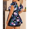 image:imagePlus Size Tankini Set Swimsuit  Women Two Piece Bathing Suit with Shorts Ruffle Sleeve Swimwear 2025Floral
