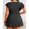 image:imagePlus Size Tankini Swimsuits  Women Two Piece Bathing Suit with Shorts Swimwear Ruffle Sleeve 2025Black