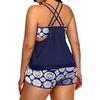 image:imagePlus Size Tankini Swimsuits Women  Blouson Two Piece Tummy Control Bathing Suit Criss Cross Tankini Top with ShortsNavy Geometric
