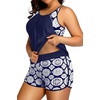 image:imagePlus Size Tankini Swimsuits Women  Blouson Two Piece Tummy Control Bathing Suit Criss Cross Tankini Top with ShortsNavy Geometric