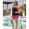 image:imagePlus Size Tankini Swimsuits Women  Blouson Two Piece Tummy Control Bathing Suit Criss Cross Tankini Top with ShortsPink Palm