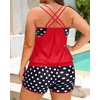 image:imagePlus Size Tankini Swimsuits Women  Blouson Two Piece Tummy Control Bathing Suit Criss Cross Tankini Top with ShortsRed and Dot