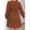 image:imageTalisea Plus Size Fall Dresses Casual Long Sleeve Corduroy Tunic V Neck Loose Flowy Ruffle A Line Tiered Short Babydoll DressCaramel