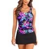 image:imageTalisea Tankini Bathing Suits with Skirt  Womens Two Piece Swimsuits with Pockets Tummy Control Modest Swimwear 2026Blue and Pink Floral