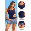 image:imageTalisea Tankini Bathing Suits with Skirt  Womens Two Piece Swimsuits with Pockets Tummy Control Modest Swimwear 2026Navy Geometric