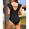 image:imageTalisea Womens One Piece Swimsuit Ruffle Swimsuit with Sleeves Cutout Bathing Suit Slimming Tummy Control V Neck SwimwearBlack