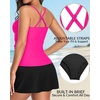 image:imageTalisea Womens Tankini Bathing Suits with Skirt Two Piece Tummy Control Swimsuits Ladies Swimwear Hot Pink Black 18 Plus