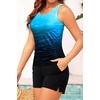 image:imageTankini Swimsuits with Shorts  Two Piece Swimsuits Tummy Control Bathing Suits with Two Side Pockets 2025Aqua Gradient