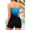 image:imageTankini Swimsuits with Shorts  Two Piece Swimsuits Tummy Control Bathing Suits with Two Side Pockets 2025Aqua Gradient
