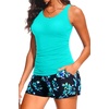 image:imageTankini Swimsuits with Shorts  Two Piece Swimsuits Tummy Control Bathing Suits with Two Side Pockets 2025Aqua and Blue Floral