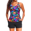 image:imageTankini Swimsuits with Shorts  Two Piece Swimsuits Tummy Control Bathing Suits with Two Side Pockets 2025Colorful Leaves