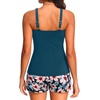 image:imageTankini Swimsuits with Shorts  Two Piece Swimsuits Tummy Control Bathing Suits with Two Side Pockets 2025Teal Floral