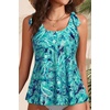 image:imageWomens Flowy Tankini Top Only Modest Swimsuit Top Tie Knot Bathing Suit No Bottom 2025Green Paisley