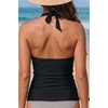image:imageWomens Halter Tankini Tops Only  V Neck Tummy Control Swim Top Lace Up Bathing Suit Ruched Top Only No Bottom 2025Black