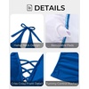 image:imageWomens Halter Tankini Tops Only  V Neck Tummy Control Swim Top Lace Up Bathing Suit Ruched Top Only No Bottom 2025Blue