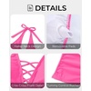 image:imageWomens Halter Tankini Tops Only  V Neck Tummy Control Swim Top Lace Up Bathing Suit Ruched Top Only No Bottom 2025Pink