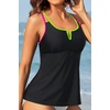 image:imageWomens Tankini Tops Only  Modest Swimsuit VWired Swim Top Swimwear Tummy Control Bathing Suit No Bottom 2025Black Pink and Green