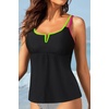 image:imageWomens Tankini Tops Only  Modest Swimsuit VWired Swim Top Swimwear Tummy Control Bathing Suit No Bottom 2025Black Pink and Green