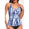 image:imageWomens VWire Tankini Swim Tops  Tummy Control Ruched Swimsuit Bathing Suit Top Only Slimming Swimwear No BottomBlue Tie Dye