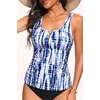 image:imageWomens VWire Tankini Swim Tops  Tummy Control Ruched Swimsuit Bathing Suit Top Only Slimming Swimwear No BottomBlue Tie Dye