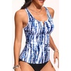 image:imageWomens VWire Tankini Swim Tops  Tummy Control Ruched Swimsuit Bathing Suit Top Only Slimming Swimwear No BottomBlue Tie Dye