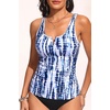 image:imageWomens VWire Tankini Swim Tops  Tummy Control Ruched Swimsuit Bathing Suit Top Only Slimming Swimwear No BottomBlue Tie Dye