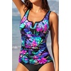 image:imageWomens VWire Tankini Swim Tops  Tummy Control Ruched Swimsuit Bathing Suit Top Only Slimming Swimwear No BottomBlue and Pink Floral